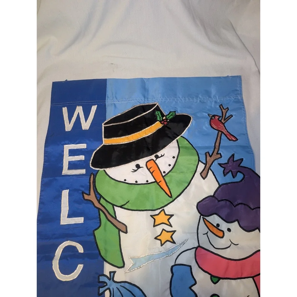 Vintage Y2K Christmas Snowman Family Outdoor Garden Flag 26